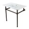 Kingston Brass 37 Console Sink with Brass Legs 8Inch, 3 Hole, WhiteOil Rubbed Bronze KVBH37227W4ORB - alternate 1